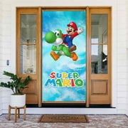 Game Super Mario Door Cover Decorated Banner Tapestry Home Decoration Holiday Party Supplies Door Banner Porch Sign Banner 72.8 x 35.4 Inch