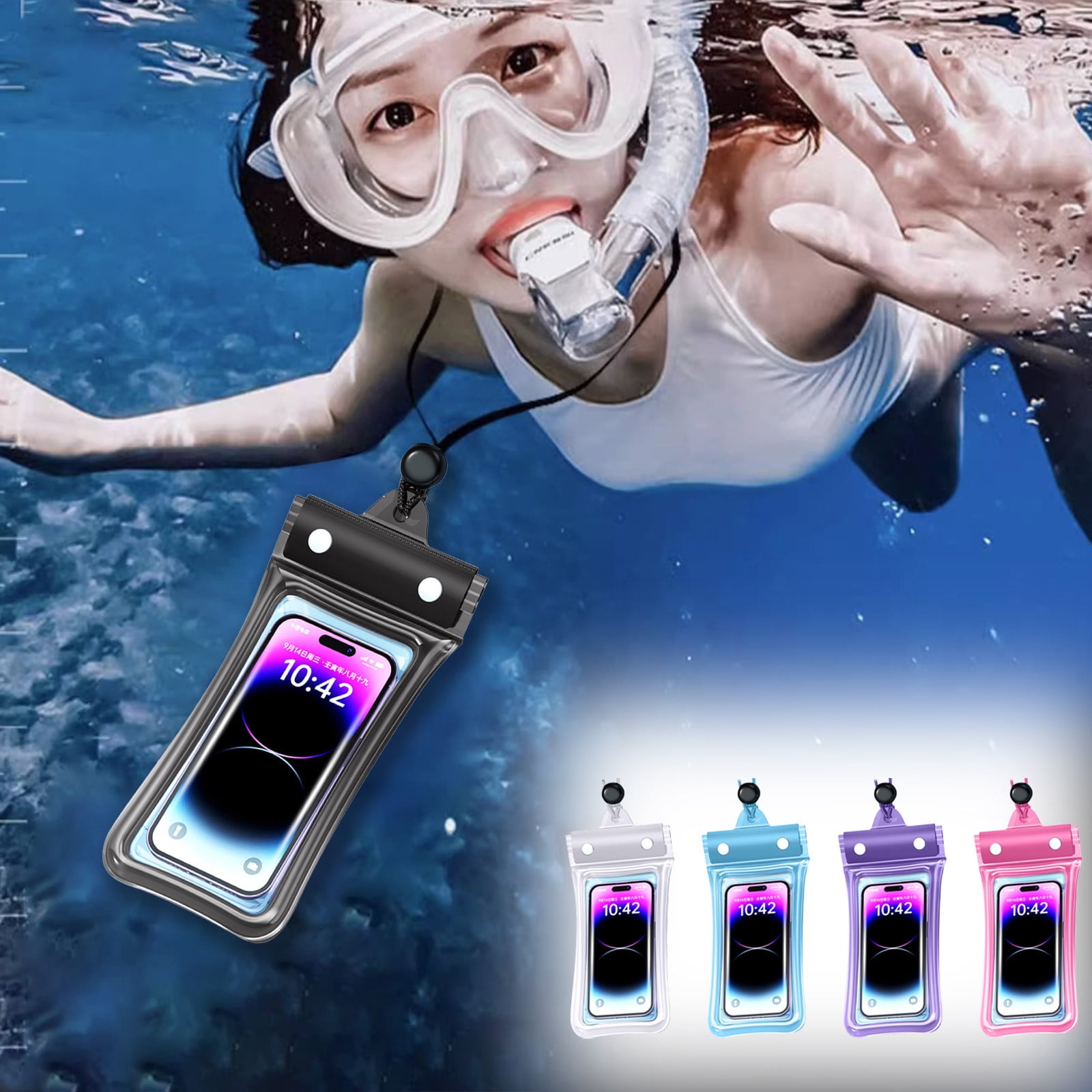 universal waterproof phone pouch, large phone waterproof case dry bag (protection level: ip68) outdoor sports for iphone,samsung,and up to 7.5"