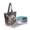 thumbnail image 2 of Open Top Canvas Tote Bag with Zipper Reusable Shopping Bag 13.5x15" Roomy Carryall Watercolor Opossum Pattern, 2 of 9
