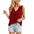 thumbnail image 3 of cocolona Womens Summer Trendy Tank Tops V Neck Ruffle Sleeveless Solid Color Shirts Casual Vacation Outfits Blouses, 3 of 6