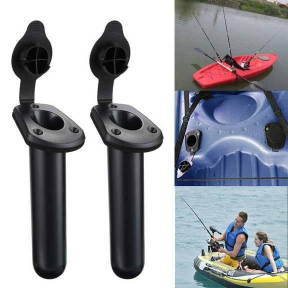 COSTYLE 2 PCS Flush Mount Fishing Boat Rod Holder Bracket With Cap Cover for Kayak Pole