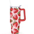 thumbnail image 2 of 40oz Cute Red Strawberry Stainless Steel Flip Straw Tumbler Spill Proof Travel Cup Double Wall Vacuum Insulated Coffee Mug with Top Handle, 2 of 6