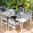 thumbnail image 2 of Grey Boho Geometric Table Cloths for 6 Foot Rectangle Tables, Vintage Ethnic Abstract Lines Leaves Patio Waterproof Elastic Fitted Tablecloths, Washable Rectangular Table Cover for Camping, 2 of 8