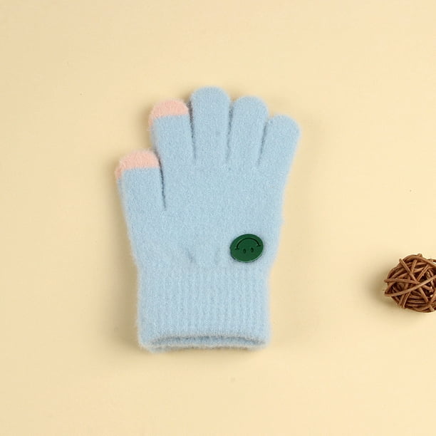 Guantes para niños, cálidos, de invierno, con forro polar, gruesos, de cinco dedos, multidedos, para niñas, de dedos completos, resistentes al frío
