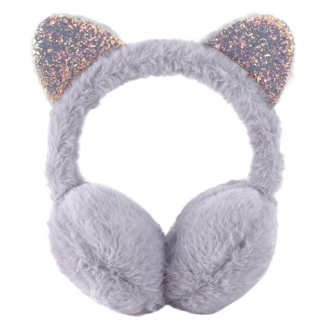 Orejeras con purpurina y lentejuelas, calentador de orejas en forma de oreja de gato, cubierta para gatito, disfraz de fantasía, diadema