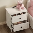 thumbnail image 3 of WAMPAT Farmhouse End Table with Charging Station, Rustic 2-Drawer Nightstand,White, 3 of 5