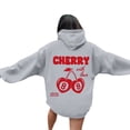 thumbnail image 2 of Hoodies for Women Cherry Graphic Back Print Oversized Pullover Hooded Sweatshirt Y2K Streetwear Top Fall Spring Outfits Grey XL, 2 of 7