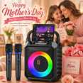 thumbnail image 3 of FanFun Portable Party Speaker with Microphones, Stereo Sound Bluetooth Speaker with Colorful Led Lights for Outdoor/ Home and Travel, 12H Playing, 3 of 12