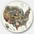 thumbnail image 1 of Designart 'carte des Monuments de l'État' Art Mural Rond Traditionnel en Métal, 1 of 3