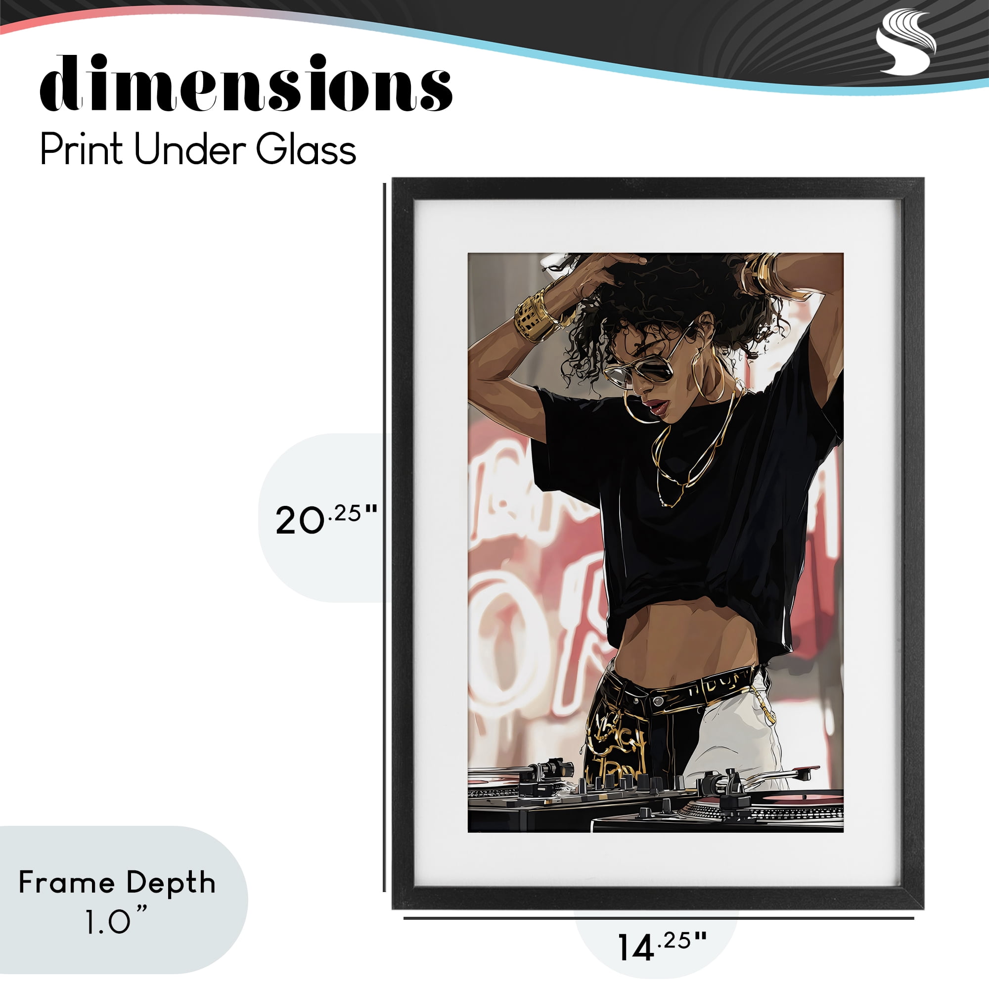 Stupell Industries Trendy Female DJ Musician Black Framed Print Under Glass, design by Franklyn Gregory