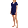 thumbnail image 6 of GESJQFZ Women Lapel V Neck Buttons Solid Color Pocket Pajama Shorts Nightwear Set, 6 of 7