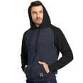thumbnail image 3 of Tyhengta Men's Hoodies Pullover Plaid Jacquard Hoodie Long Sleeve Casual Drawstring Sweatshirts with Pocket Indigo/Black XL, 3 of 9