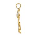 thumbnail image 2 of 14k Yellow Gold White Rhodium Open Back Diamond Cut Polished Finish Moveable Owl Charm Pendant, 2 of 4