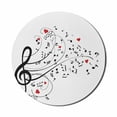 thumbnail image 1 of Music Mouse Pad for Computers, School Learning Treble Chef Music Melodies Motifs on Plain Backdrop, Round Non-Slip Thick Rubber Modern Gaming Mousepad, 8" Round, White Dark Coral, by Ambesonne, 1 of 2