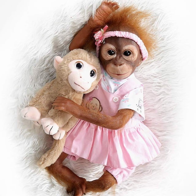 Orangután bebé bebé ZIYIUI Reborn Doll con forma de mono realista, 52 cm