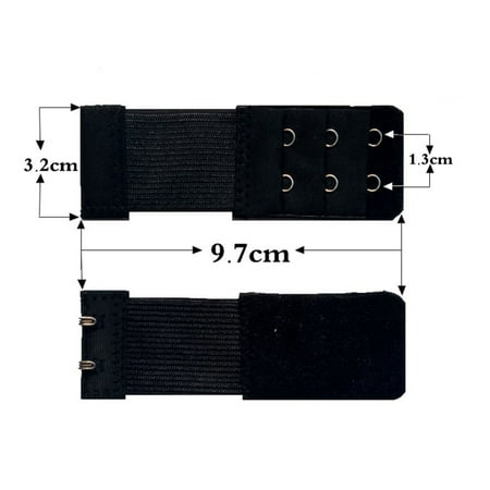 

Women Bra Extender 3 Rows 2 Hooks Elastic Adjustable Lengthen Clasp for Underwear Black