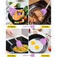 thumbnail image 4 of Bundlepro Pack of 2 Silicone Spatulas Turners, Non Stick Slotted and Solid Kitchen Utensils, Purple, 4 of 6