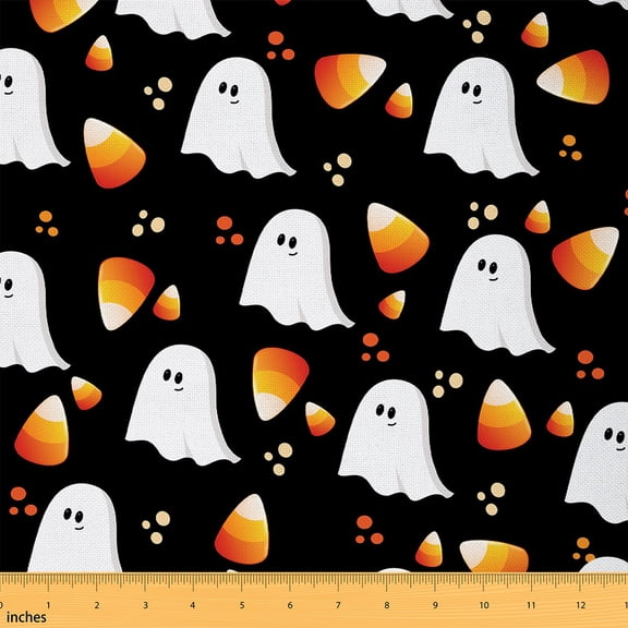 Feelyou Halloween Ghost Fabric by the Yard 2 Yards, Kawaii Cartoon Room Decor Fabric by the Yard, Teens Boys Girls Fabric for Sewing, Super Cozy Room Decor