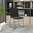 thumbnail image 3 of LeisureMod Ergonomic Office Chair Upholstered Leather Guest Side Chair Padded Seat and Back Desk Chair with Powder-Coated Stainless Steel Base Zylar Collection in Charcoal, 3 of 12