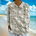 thumbnail image 2 of Uootdi Women's Floral Applique Collared Half - Sleeve Loose Fit Casual Summer Beach Shirt Lightweight Breathable Boho Style Beige Womens Tops, 2 of 5