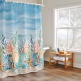 thumbnail image 6 of Summer Beach Shower Curtains for Bathroom, Blue Ocean Colorful Coral Shell Seaweed Starfish Sandy Washable Fabric Shower Curtain with Hooks Waterproof Bathroom Decor Sets, 66 x 72 Inches, 6 of 9