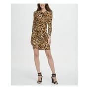 DKNY Women's Long Sleeve Short Dress Brown Size 12