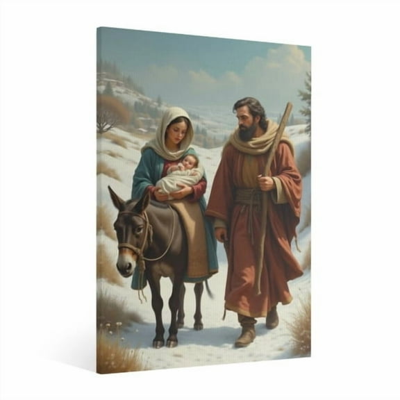 Vintage Jesus Nativity Scene Canvas Wall Art Paint Framed , Christian Watercolor Jesus Wall Art Decor,Christmas Wall Religious Artwork for Home Living Room,Bedroom Wall Decor