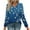 003 Blue, variant on Women's Floral Print V Neck T-Shirt Long Sleeve Modern Design Loose Fit Business Casual Everyday Top