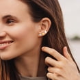 thumbnail image 2 of Charmsy Gold Plated Set of 3 Pair Small CZ Pearl Stud Earrings for Women 3 Pairs (6mm), 2 of 6