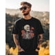 thumbnail image 1 of Camiseta de manga corta con calavera para hombre, estilo vintage floral, de algodón, con cuello redondo, para adolescentes y niños., 1 of 7