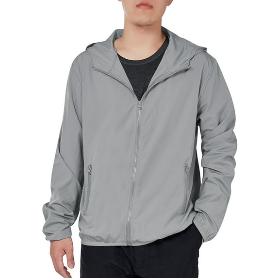 FUTATA Men's Outdoor Lightweight Jacket Windbreaker, Jacket Waterproof Raincoat Jacket Drawstring Hooded Zipper Sports Windbreaker