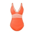 thumbnail image 4 of XUELUO One Piece Swimsuit Women Summer Solid Color Strappy Push Up Padded Athletic Sports Vintage Swimsuits Bathing Suits,Orange,M, 4 of 4