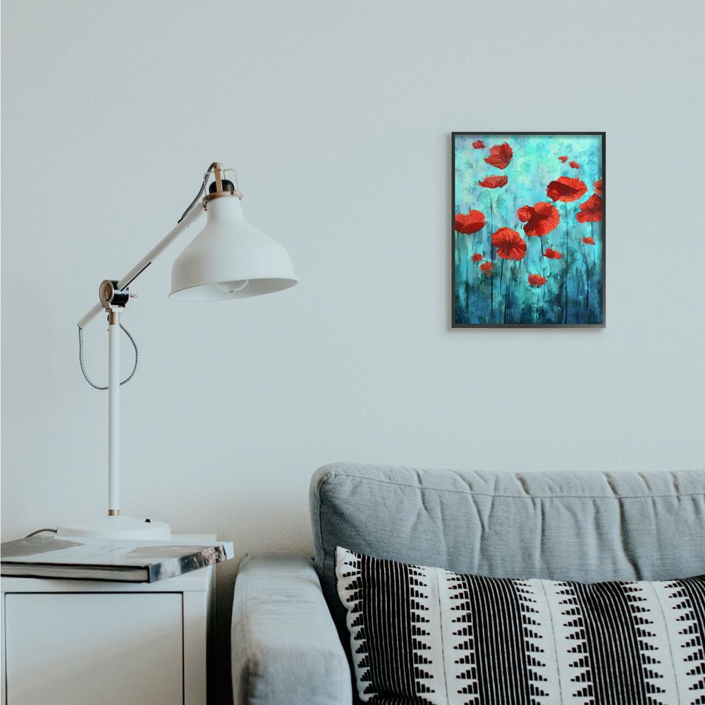 Stupell Industries Red Poppies Growing in Blue Sky Floral Design Designed by Ziwei Li