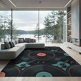 thumbnail image 2 of ODIKA Note Guitar Vinyl Disc Border Shape Motifs Piano Keyboard Music Cd Refined for Living Room, Under Sectional, Family , Non-Slip Flatwoven, 2 of 7