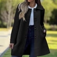 thumbnail image 2 of XPMWRP Women's Fleece Lapel Collared Trench Jacket Single Breasted Casual Solid Color Coat Fall Winter Warm Long Sleeve Jackets Black XXXXL, 2 of 8