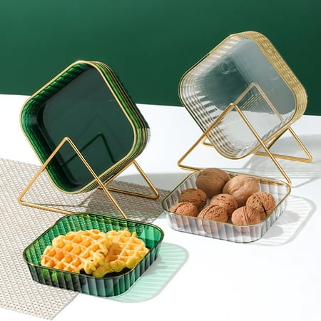 

Fairnull 1 Set Spit Bone Dishes Heightened Transparent Non-slip Fruit Tray Trash Trays Square Small Plate Tableware Fruit Snack Plates Home Dinner Kitchen Stuffs with Storage Rack