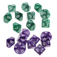thumbnail image 1 of Juego de Dados Zulema 20 Piezas Acrílico Opaco Verde y Púrpura D10, 1 of 7