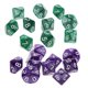 thumbnail image 1 of Juego de Dados Zulema 20 Piezas Acrílico Opaco Verde y Púrpura D10, 1 of 7