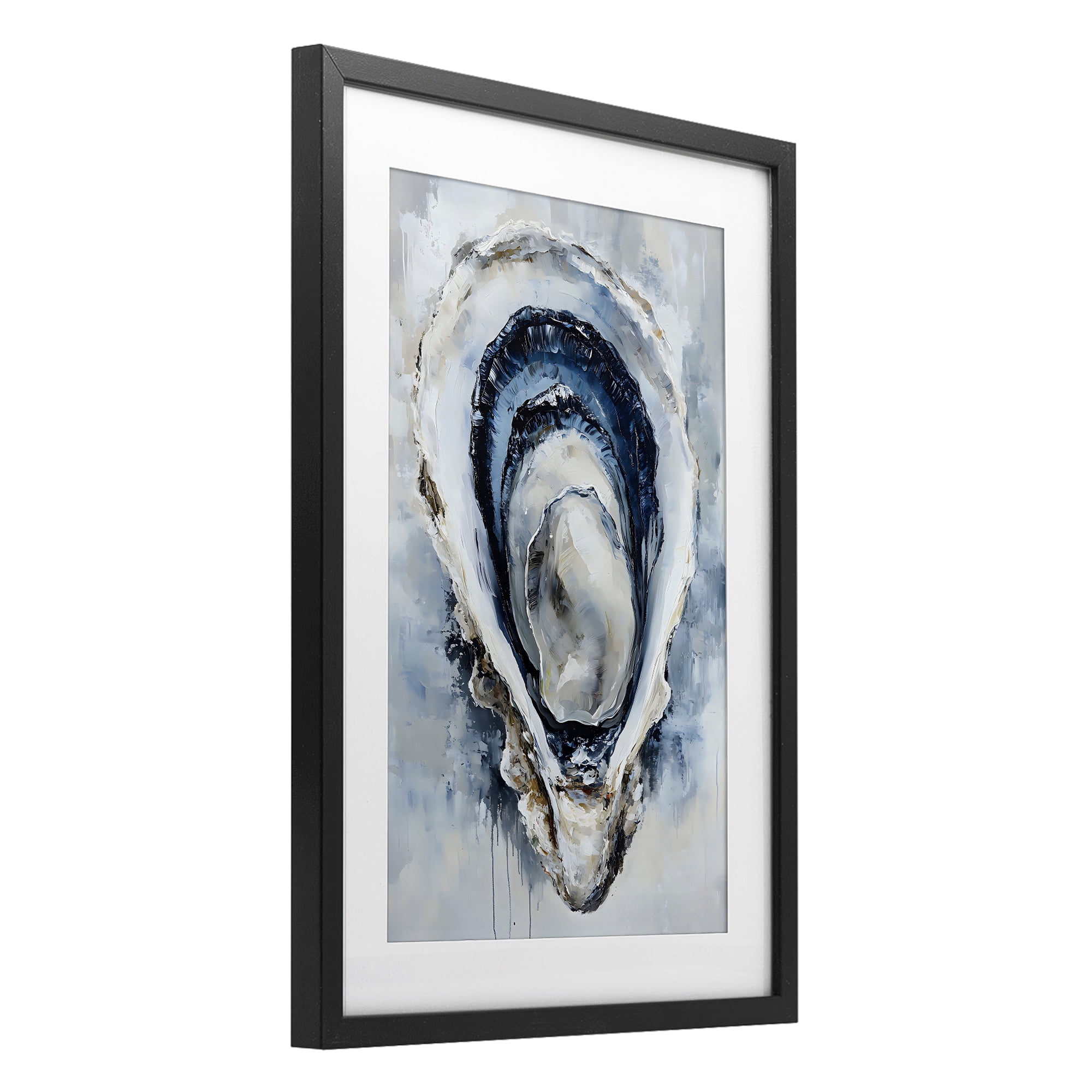 Stupell Industries Blue Oyster Shell Interior Black Framed Print Under Glass, design by Creative Studio