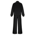 thumbnail image 5 of Kinrui Women's 2 Piece Matching Lounge Set Winter Long Sleeve Quarter Zip Pullover Wide Leg Airport Travel Pants Casual Sweatsuit Tracksuits Black,S, 5 of 8
