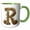 Green/White, variant on 3drose, Elegant Image of Gold Victorian Ornate Monogram Initial R, 15oz Mug