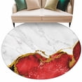 thumbnail image 2 of Red Gold Marble 8' Round Area Rug, Modern Abstract Marble Crack Texture Washable Non-Slip Large Circle Rugs for Living Room Bedroom, Soft Low Pile Rug Carpet for Dining Room Kitchen Farmhouse, 2 of 9