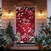 Sahpxhe Christmas Decorative Door Cover with Christmas Balls Printing, Beautiful Durable Xmas Door Hanging Covers for Xams Festival Party Decorations 35.43x70.87 Inch Multicolor