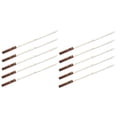 thumbnail image 4 of LEEYNEER 10 Pcs Brochettes de Barbecue en Acier Inoxydable Réutilisables Poignée en Bois Fourchette de Barbecue Longues Brochettes Plates pour Viande Bâtons (Brun Clair), 4 of 8