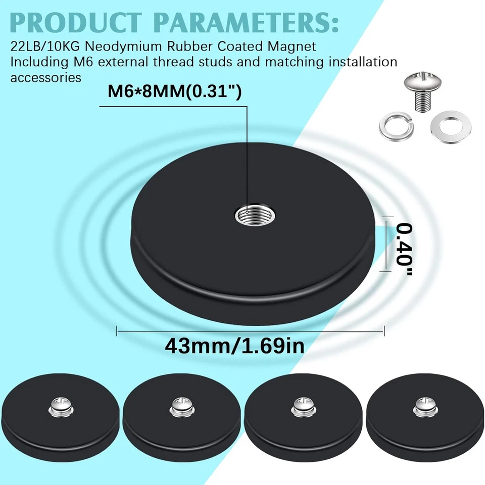 Rubber Coated Magnet Neodymium Magnet Base With Rubber Coating Anti Scratch M...