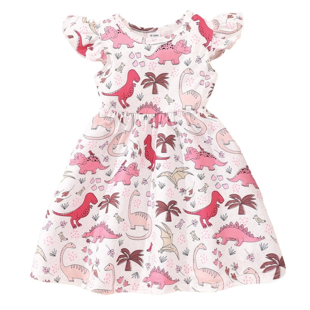 EDFBUYKRS Robe à Manches Volantes pour Filles Tout-Petits Imprimés de la Saint-Valentin Robes de Fête de Danse Vêtements