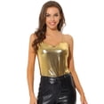 thumbnail image 1 of Camiseta de tirantes Allegra K fiesta brillante metalizada Color Oro S, 1 of 5
