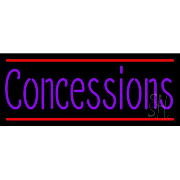 Concessions Red Line LED Neon Sign 10" Tall x 24" Wide - inches Black Square Cut Acrylic Backing, with Dimmer - Premium built indoor Sign for Storefront.