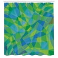 thumbnail image 3 of Polygons Shower Curtain, Mosaic Look Geometric Wavy Design Pattern in Nature Colors Modern Art, Fabric Bathroom Set with Hooks, 69W X 70L Inches, Green and Sea Blue, by Ambesonne, 3 of 3