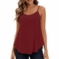 thumbnail image 6 of VBVC Women's Adjustable Strap Crew Neck Camisoles , Ladies' Lightweigh Curved Hem Tank Tops , Casual Summer Sleeveless Shirts For Women,Red,S-2XL, 6 of 9
